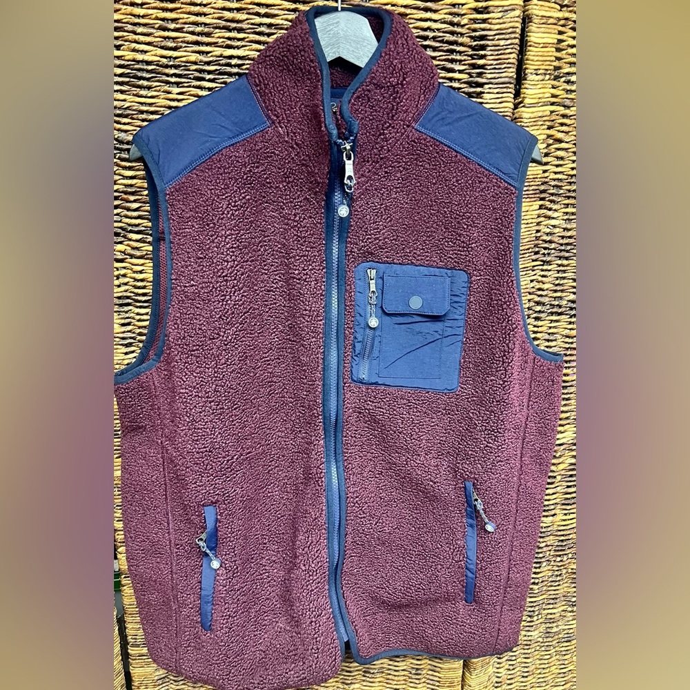 Brooks Brothers - Mens Two‎ tone Plum/Blue Full Zip Vest-Size:Large